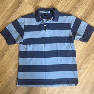 Izod Blue Striped Golf Short Sleeved Polo.  Size Small